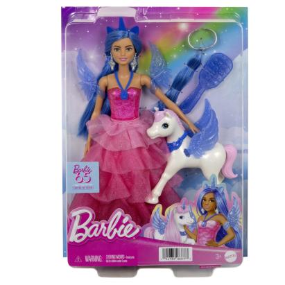 Păpușă Barbie cu unicorn înaripat și accesorii magice Mattel