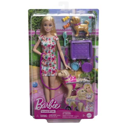 Papusa Barbie You Can Be cu catei si accesorii pentru ingrijire