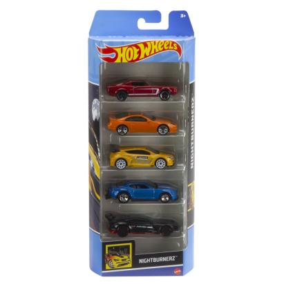 Set 5 mașinuțe Hot Wheels Nightburnerz multicolor, pentru copii 3+
