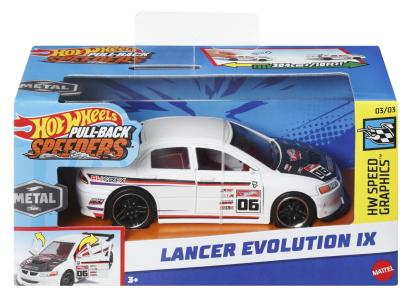 Masinuta metalica Hot Wheels Lancer Evolution IX cu pull back, scara 1:43
