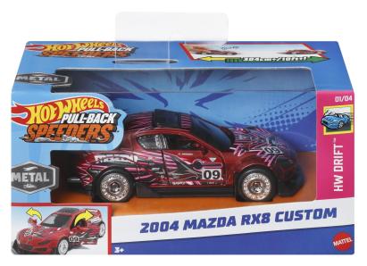 Masinuta Hot Wheels Mazda 2004 RX8 Custom pull back, metal, scara 1:43