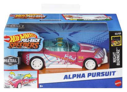 Masinuta Hot Wheels Alpha Pursuit metalica cu pull-back, scara 1:43