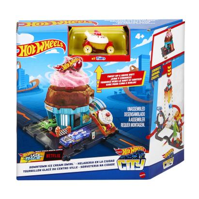 Set de joacă Hot Wheels City Gelateria cu mașinuță inclusă, 4+ ani