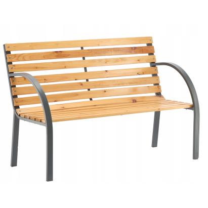 Banca de gradina din lemn, cadru din otel cu spatar, 120x60x80 cm, maro natur Household NewTrend