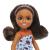 Păpușă Barbie Chelsea cu păr șaten și rochiță albastră, 15 cm
