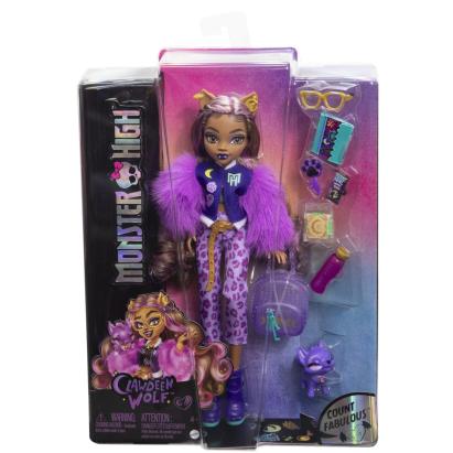 Papusa Clawdeen Wolf Monster High cu catelul Crescent si accesorii