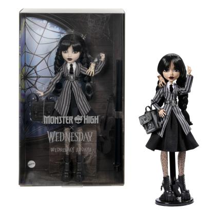 Papusa Monster High Wednesday Addams cu Thing si accesorii Mattel