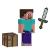 Figurina Minecraft Steve 8 cm articulata cu accesorii, Mattel