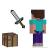 Figurina Minecraft Steve 8 cm articulata cu accesorii, Mattel