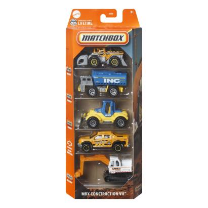 Set 5 mașinuțe metalice Matchbox MBX Construction VII, scara 1:64