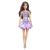 Papusa Barbie Fashionistas bruneta cu rochie mov cu paiete