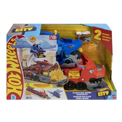 Hot Wheels City Transportator Suprem cu 2 Dragoni și 2 mașinuțe