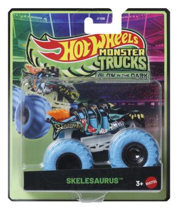 Masinuta Hot Wheels Monster Truck Skelesaurus Glow in the Dark, 1:64