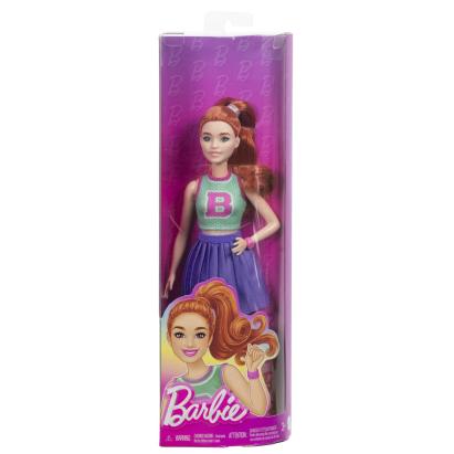 Papusa Barbie Fashionistas roscata, stil majoreta, cu tinuta colorata