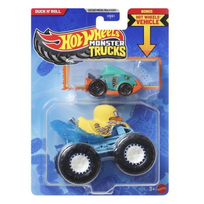 Hot Wheels Monster Trucks Duck N Roll cu masinuta metalica bonus