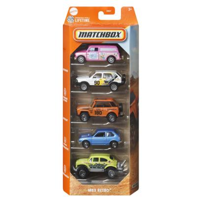 Set 5 mașinuțe metalice Matchbox MBX Retro, scara 1:64