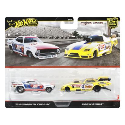 Set 2 mașinuțe metalice Hot Wheels Premium Plymouth Cuda FC și Rob'n Pinks 1:64