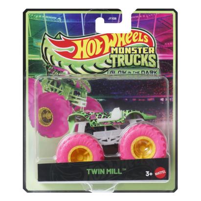 Masinuta Hot Wheels Monster Truck Twin Mill Glow in the Dark, scara 1:64