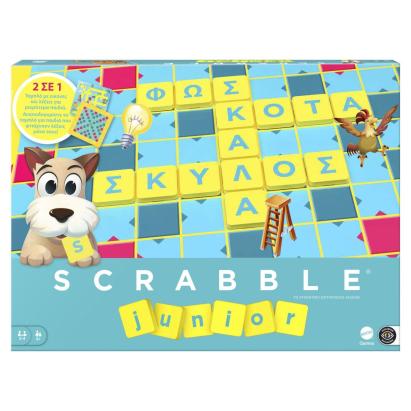 Scrabble Junior 2 in 1 în limba greacă, joc educativ pentru copii 6+ ani