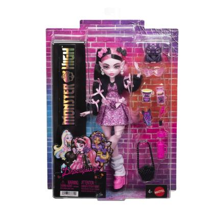 Papusa Monster High Draculaura cu accesorii, look gotic si pet