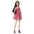 Papusa Barbie Fashionistas bruneta cu rochie roz leopard