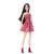 Papusa Barbie Fashionistas bruneta cu rochie roz leopard