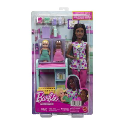 Set Barbie Medic Pediatru cu papusa bruneta si accesorii de joaca