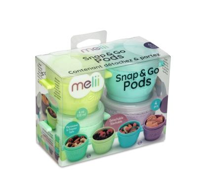 Set 4 recipiente pentru alimente bebe Melii Snap&Go, 118 ml