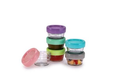 Set 6 recipiente din sticla pentru hrana bebe Melii, 59 ml