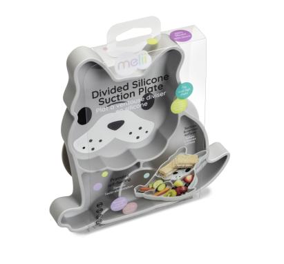Farfurie compartimentata din silicon cu ventuza pentru bebe Melii Bulldog