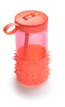 Sticla de apa Melii Spikey rosie din Tritan, cu pai si capac anti-scurgere, 503 ml