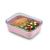 Recipient bento din sticla 740 ml cu husa din silicon, 2 compartimente, roz