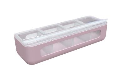 Cutie snack pentru copii cu 4 compartimente, roz, Melii, 440 ml