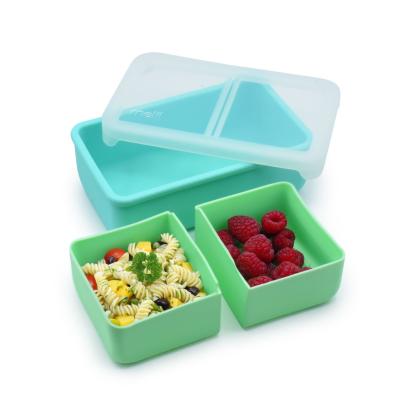Cutie de pranz bento din silicon cu compartimente detasabile Melii, Mint Blue