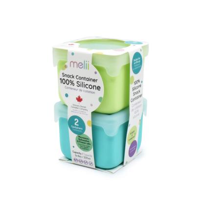 Set 2 recipiente din silicon pentru gustări Melii, 237 ml, Blue Lime
