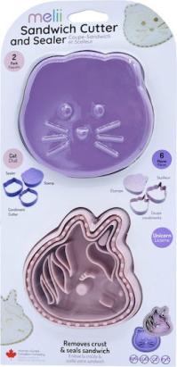 Set 3 in 1 forme pentru sandwich Melii, unicorn si pisica, multicolor