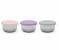 Set 3 recipiente mini din inox cu capac silicon etanș Melii, roz mov gri