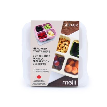 Set 4 caserole pentru gustări Melii, 4 compartimente, multicolor