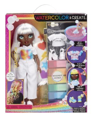 Păpușă Rainbow High Watercolor Create cu ochi verzi și acuarele lavabile
