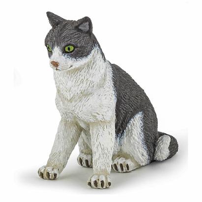 Figurina Pisica Sezand Papo, pictata manual, multicolor, 7 cm