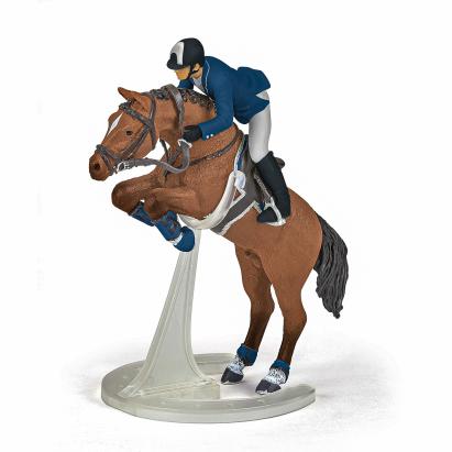 Figurina Papo jocheu cu cal sărind, set realist pentru copii 3+