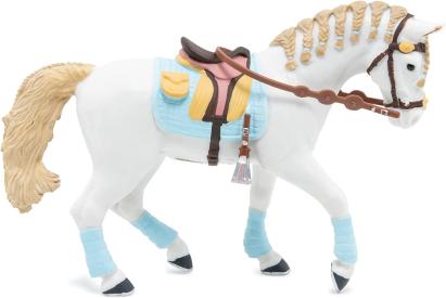 Figurină cal de echitație Papo albastru, pictată manual, 14,5 cm