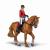 Figurina Papo set echitatie cu cal si jocheita in jacheta rosie