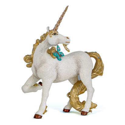 Figurina unicorn auriu Papo, pictata manual, 10 x 4 x 13 cm