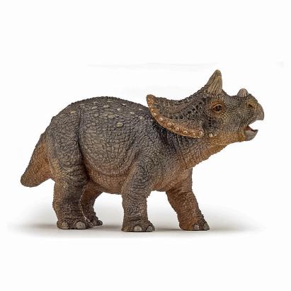 Figurina Papo Triceratops tanar, dinozaur realist pictat manual