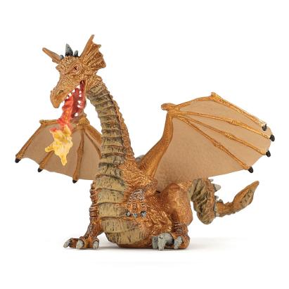 Figurina Papo Dragon Auriu Inaripat cu Flacara, pictata manual