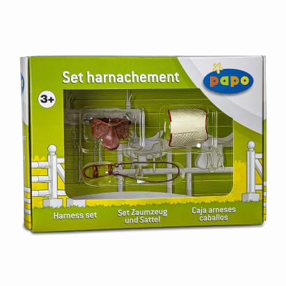 Set harnasament pentru călărie Papo, accesorii pentru cai și figurine 3+ ani