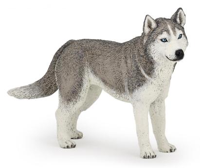 Figurina Husky Siberian Papo pictata manual pentru copii 3+