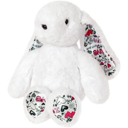 Iepuras de plus alb 35 cm, jucarie moale si hipoalergenica pentru copii