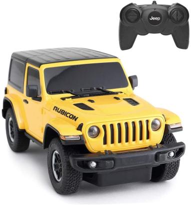 Masina cu telecomanda Jeep Wrangler Rubicon galben, scara 1:24
